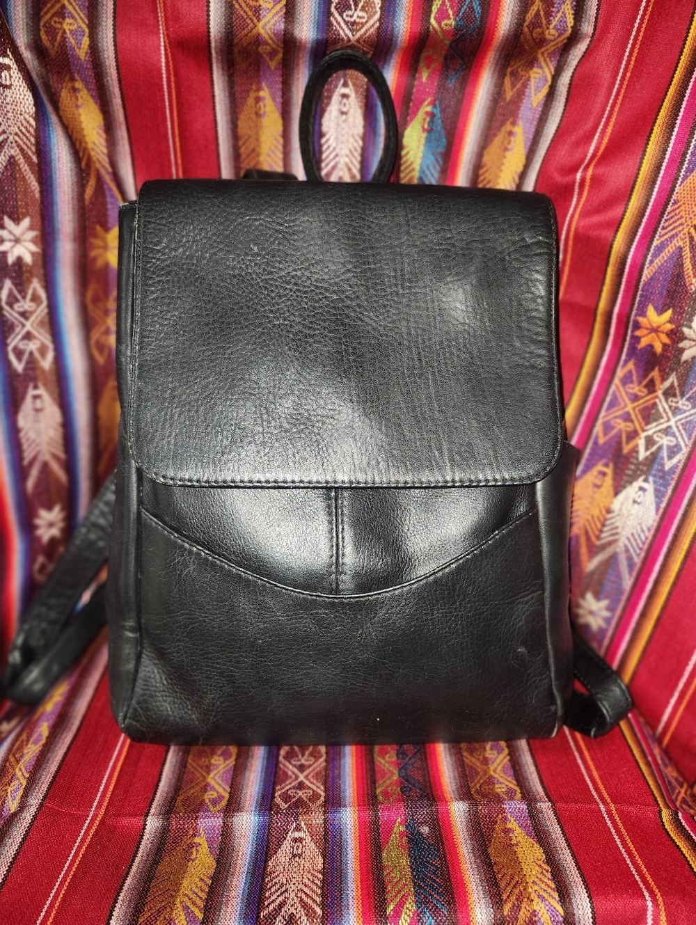 Vintage Hobo International Black Leather Backpack